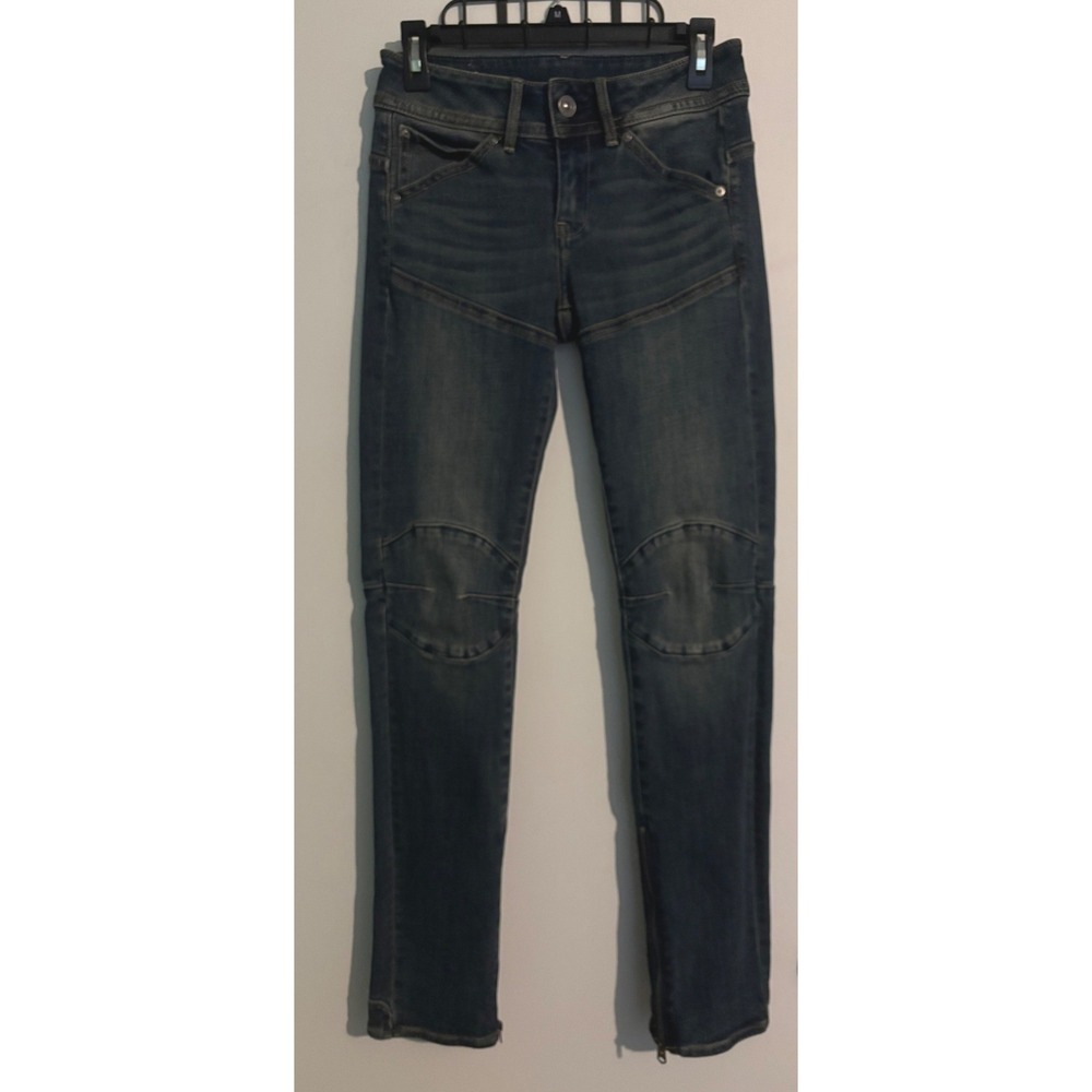 G-Star Raw Moto Cross 3D Slim Jean Womens Sz27 x 30 Super Skinny 5620 Dark Wash